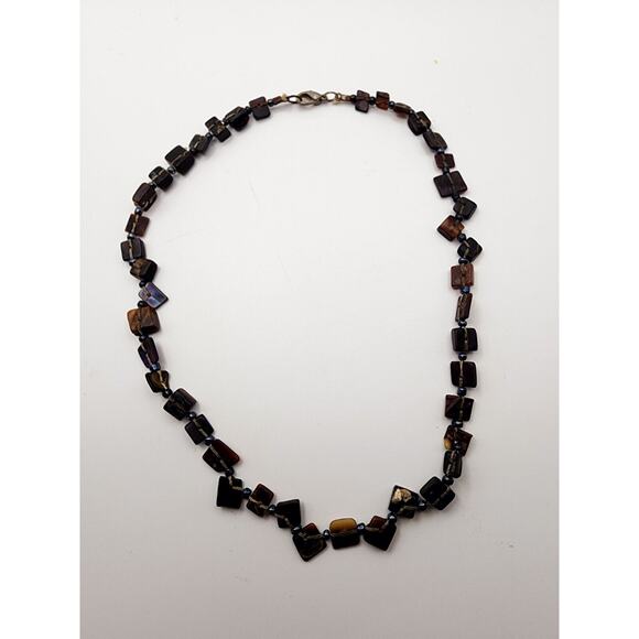 VTG 80s shell chip necklace Brown 16" Artisan Hand Tied Handmade Boho Beach - Picture 7 of 7